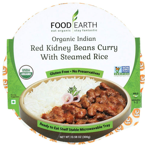 Food Earth Organic Indian Red Kidney Beans Curry With Steamed Rice - 10.58 oz. | Vegan Black Market