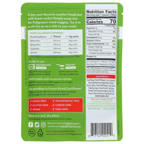 FullGreen Riced Cauliflower With Tomato, Red Pepper and Corn - 6.7 oz.