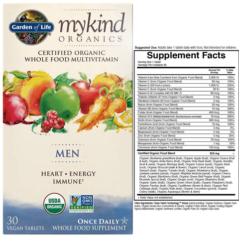 Garden of Life Mykind Organics Men One A Day Multivitamin Tablets