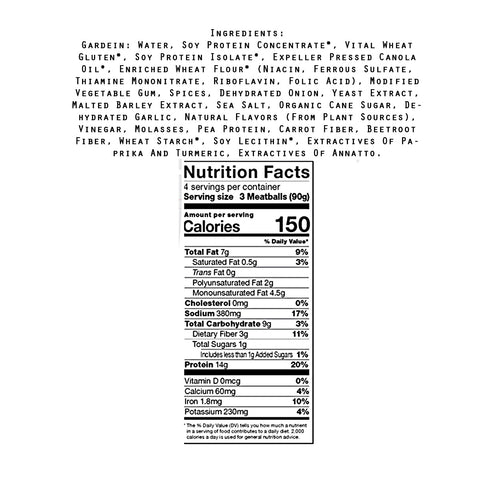 Gardein Vegan Meat Alternatives Meatless Meatballs - 12.7 oz