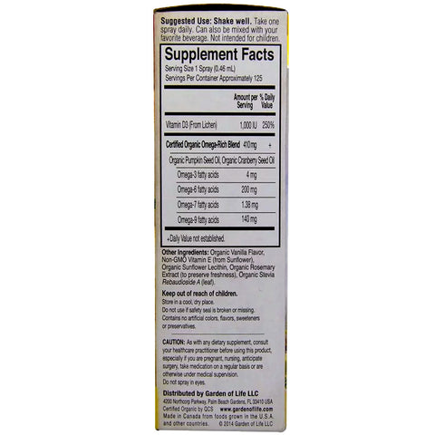Garden Of Life myKind Organics Vanilla Vegan D3 Organic Spray - 2 oz