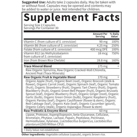 Garden of Life Vitamin Code Healthy Blood Non Binding Iron 60 Vegan Capsules