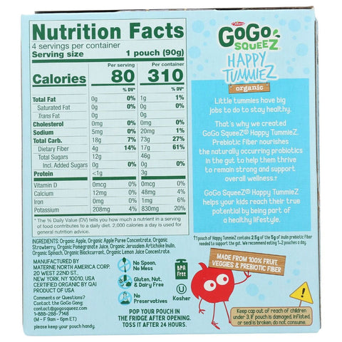 GoGo squeeZ Happy Tummiez Organic Apple Strawberry Pomegranate Spinach - 4pk/3.2 oz.