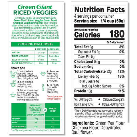 Green Giant Riced Veggies Green Pea and Chickpea Cauliflower Blend - 7 oz.