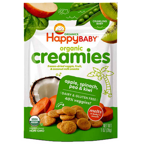 Happy Baby Organic Freeze-dried Apple Spinach Pea & Kiwi Creamies - 1 oz