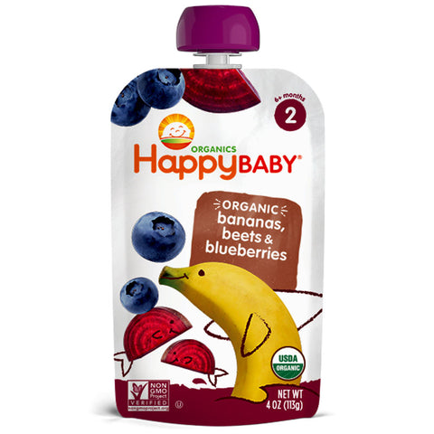Happy Baby Organics Stage 2 Banana Beet & Blueberry- 4 oz.
