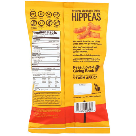 Hippeas Sriracha Sunshine Organic Chickpea Puffs - 4 oz.