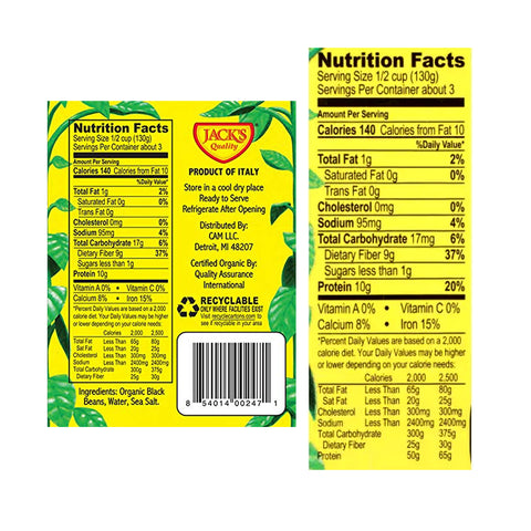 Jack's Quality Organic Low Sodium Black Beans, 2 Pack - 13.4 oz