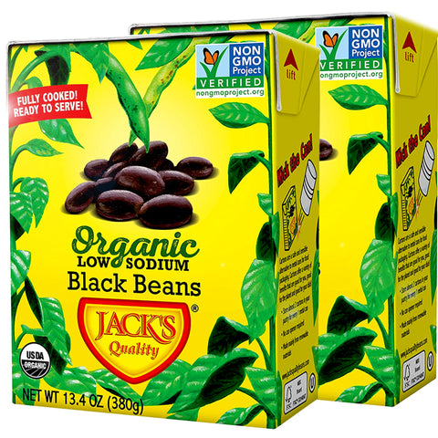 Jack's Quality Organic Low Sodium Black Beans, 2 Pack - 13.4 oz | Vegan Black Market