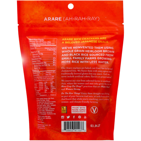 Lotus Foods Arare Rice Crackers Sriracha - 5 oz.