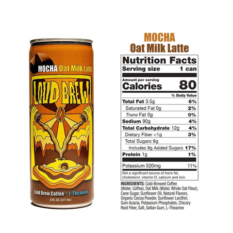 Loud Brew Mocha Oat Milk Latte Cold Brew Coffee + L-Theanine - 8 fl oz.