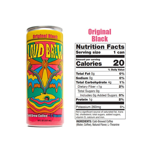 Loud Brew Original Black Cold Brew Coffee + L-theanine - 8 fl oz.