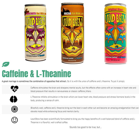 Loud Brew Original Black Cold Brew Coffee + L-theanine - 8 fl oz.