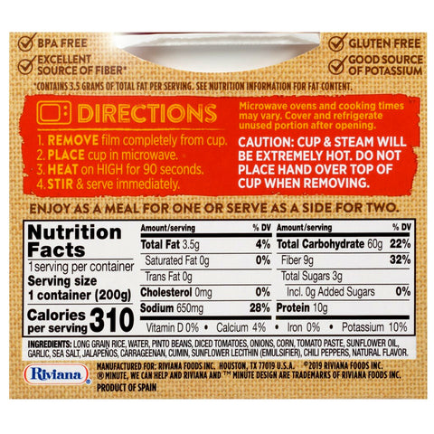Minute Southwest Pinto Beans With White Rice & Vegetables - 7 oz.