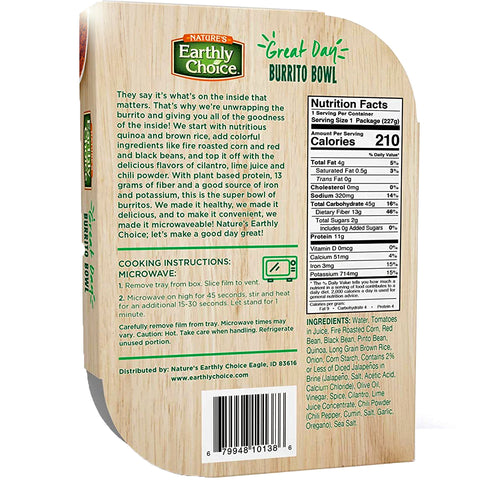 Nature's Earthly Choice Beans and Brown Rice Burrito Bowl - 8 oz.