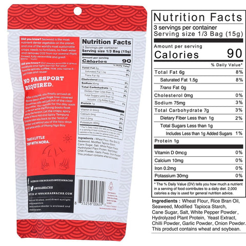 Nora Snacks Tempura Spicy Flavor Seaweed Snacks - 1.6 oz
