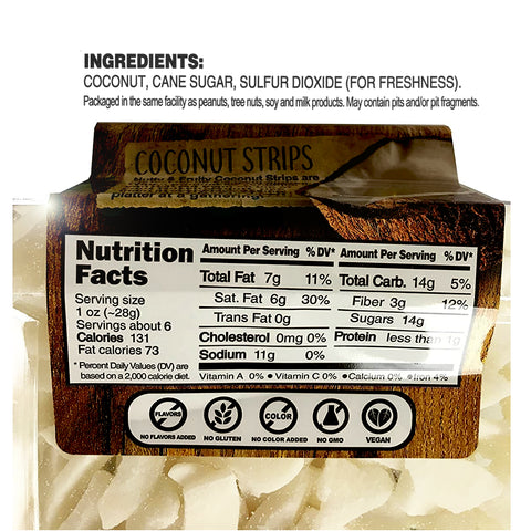 Nutty & Fruity Dried Coconut Strips - 6 oz.