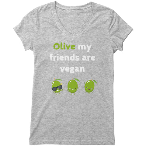 Olive My Friends Are Vegan Womens V-Neck Shirt