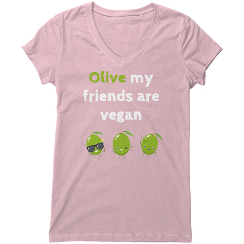 Olive My Friends Are Vegan Womens V-Neck Shirt