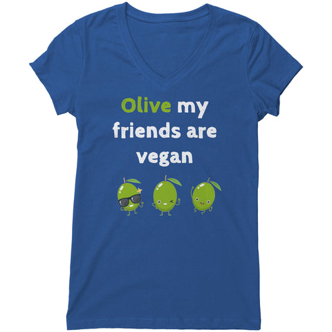 Olive My Friends Are Vegan Womens V-Neck Shirt