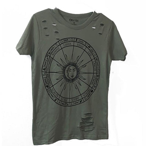 On Fire Olive Zodiac Shirt