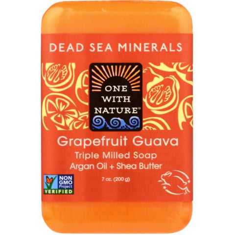 one with nature soap| Grapefruit Guava One With Nature Soap | Dead Sea Mineral Soap | One With Nature Bar Soap One With Nature Dead Sea Minerals Grapefruit Guava Soap Bar - 7 oz.