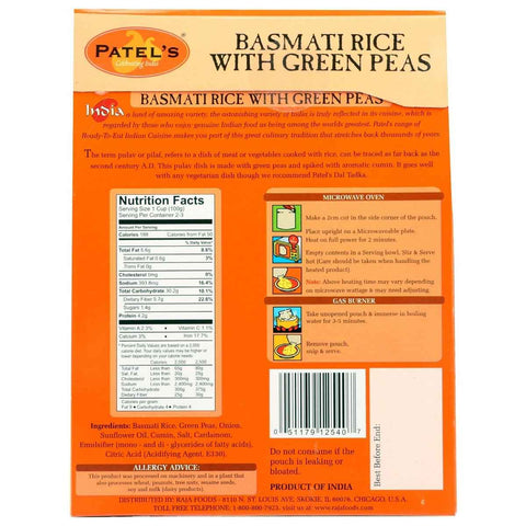 Patel Basmati Rice With Green Peas - 8.8 oz.