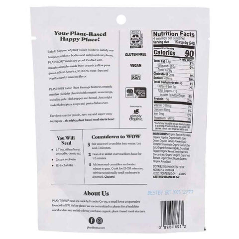 Plant Boss Organic Plant Chili Meatless Crumbles - 3.35 oz.