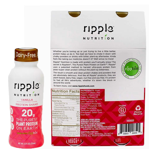 Ripple Nutrition Vegan Protein Shakes Chocolate & Vanilla Bundle- 2 ct.