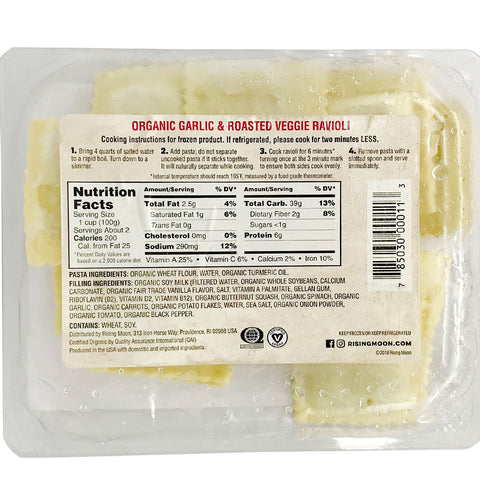 Rising Moon Organics Vegan Garlic & Roasted Veggie Ravioli - 8 oz.