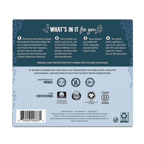 Seventh Generation Organic Cotton Tampons Regular - 18 ct.