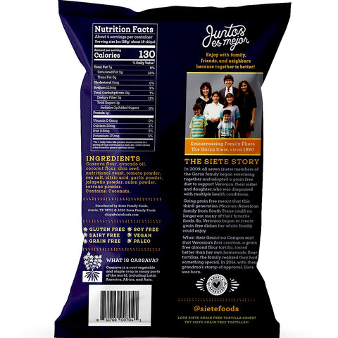 Siete Foods Grain Free Tortilla Chips Dairy Free Nacho - 5 oz.