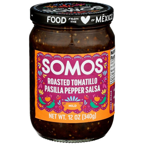 Somos Roasted Tomatillo Pasilla Pepper Salsa Mild - 12 oz