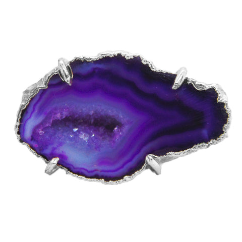 Vegan Black Market Purple Geode Adjustable Ring