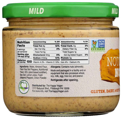 The Happy Vegan Notcho Nocheez Almond Spread With Lemon Tangy Cheez Dip Mild - 12 oz.