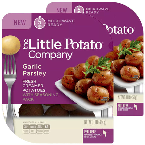 The Little Potato Company Microwavable Vegan Garlic & Parsley Potato's Two Pack Bundle - 1 lb.