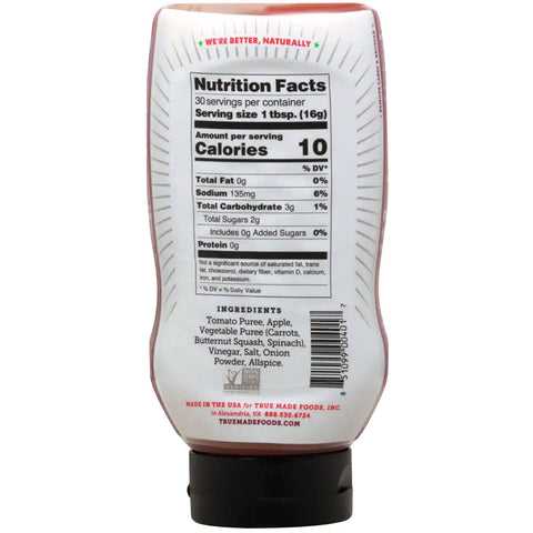True Made Foods Veggie Ketchup No Sugar - 17 oz