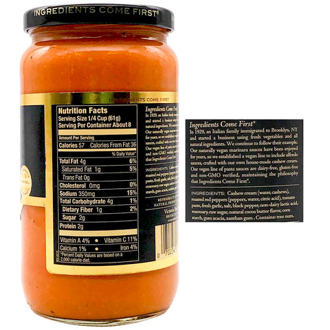 Victoria Fine Foods Vegan Alfredo Red Pepper Sauce - 18 oz.