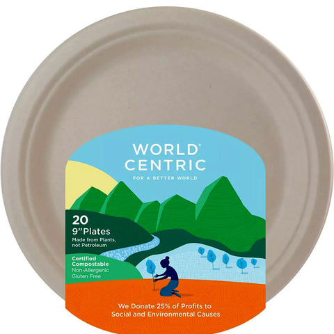 World Centric 9" Compostable Corn Starch Plates - 20 ct. | Vegan Black Market
