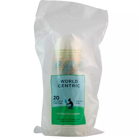 World Centric 16 oz. Clear Disposable Cold Cups- 20 ct.