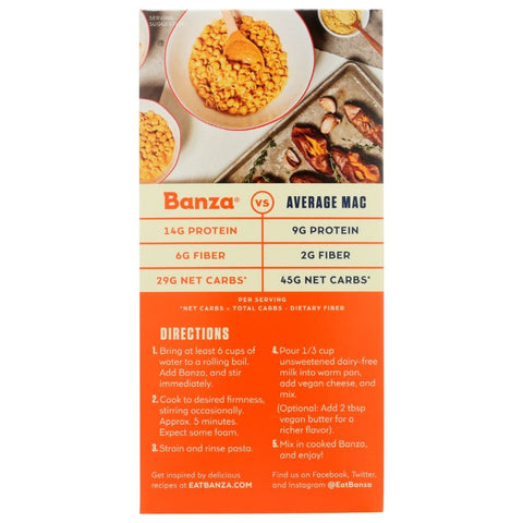 Banza Plant Based Mac With Chickpea Pasta Shells Vegan Cheddar - 5.5 oz