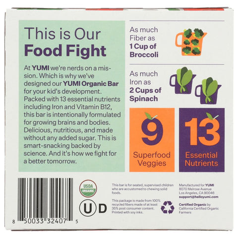 Yumi Bar Organic Blueberry and Purple Carrot - 3.7 oz