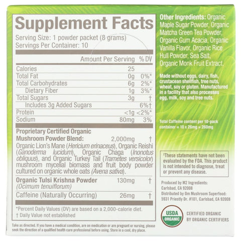 Om Mushroom Mushroom Powered Matcha Latte Blend - 2.82 oz