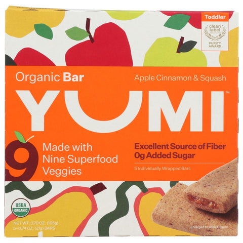 Yumi Bars | Yumi Organic Bar | Yumi snack bars | Yumi strawberry rhubarb bar | Yumi fruit bars | Yumi Organic Bar Apple Cinnamon and Squash - 3.7 oz | Yumi fruit bars | Vegan Black Market
