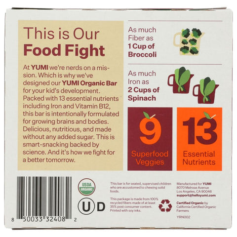 Yumi Organic Bar Apple Cinnamon and Squash - 3.7 oz