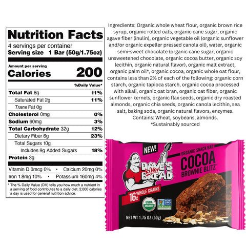 Dave's Killer Bread Organic Snack Bars Cocoa Brownie Blitz - 7 oz./4ct.