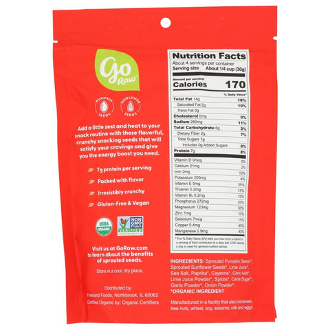 Go Raw Organic Sprouted Snacking Seeds Chili Lime - 4 oz