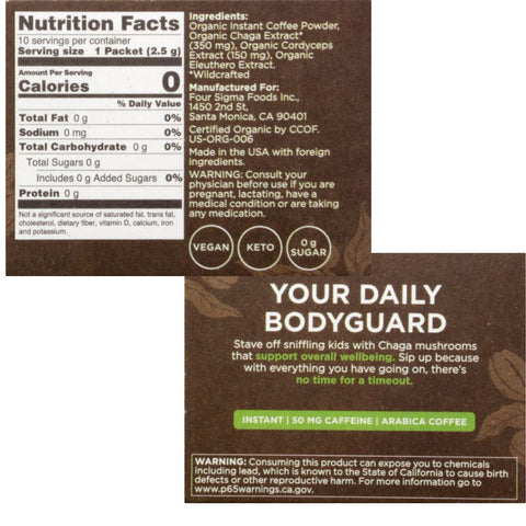 Four Sigmatic Instant Mushroom Coffee Mix With Chaga Defend - 10pkt/0.09oz.