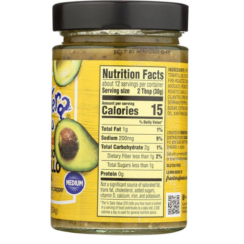 Frontera Avocado Tomatillo Salsa With Roasted Garlic And Serrano Pepper Medium- 12.5 oz.