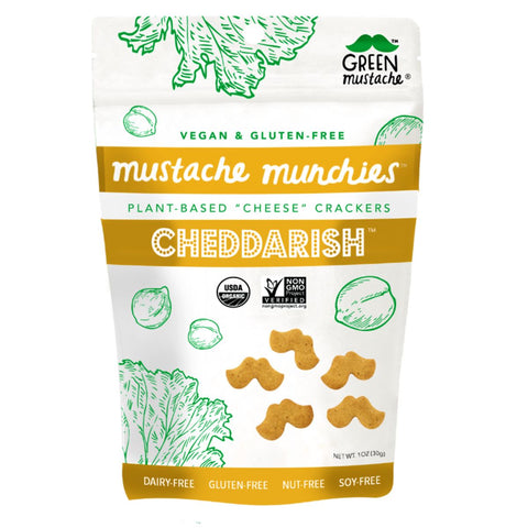 The Green Mustache Munchies |  Green Mustache Crackers | Moustache Munchies The Green Mustache Munchies Cheddarish - 1 oz.